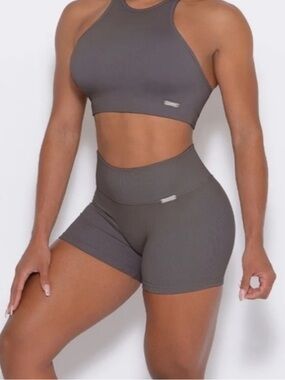 Bombshell Sportswear Black Women's Ribbed High-Waist Bike Shorts Small